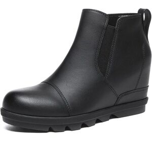 Black Wedge Chelsea Ankle Boot